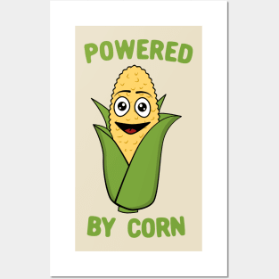 Powered By Corn, Cute Kawaii Corn Posters and Art